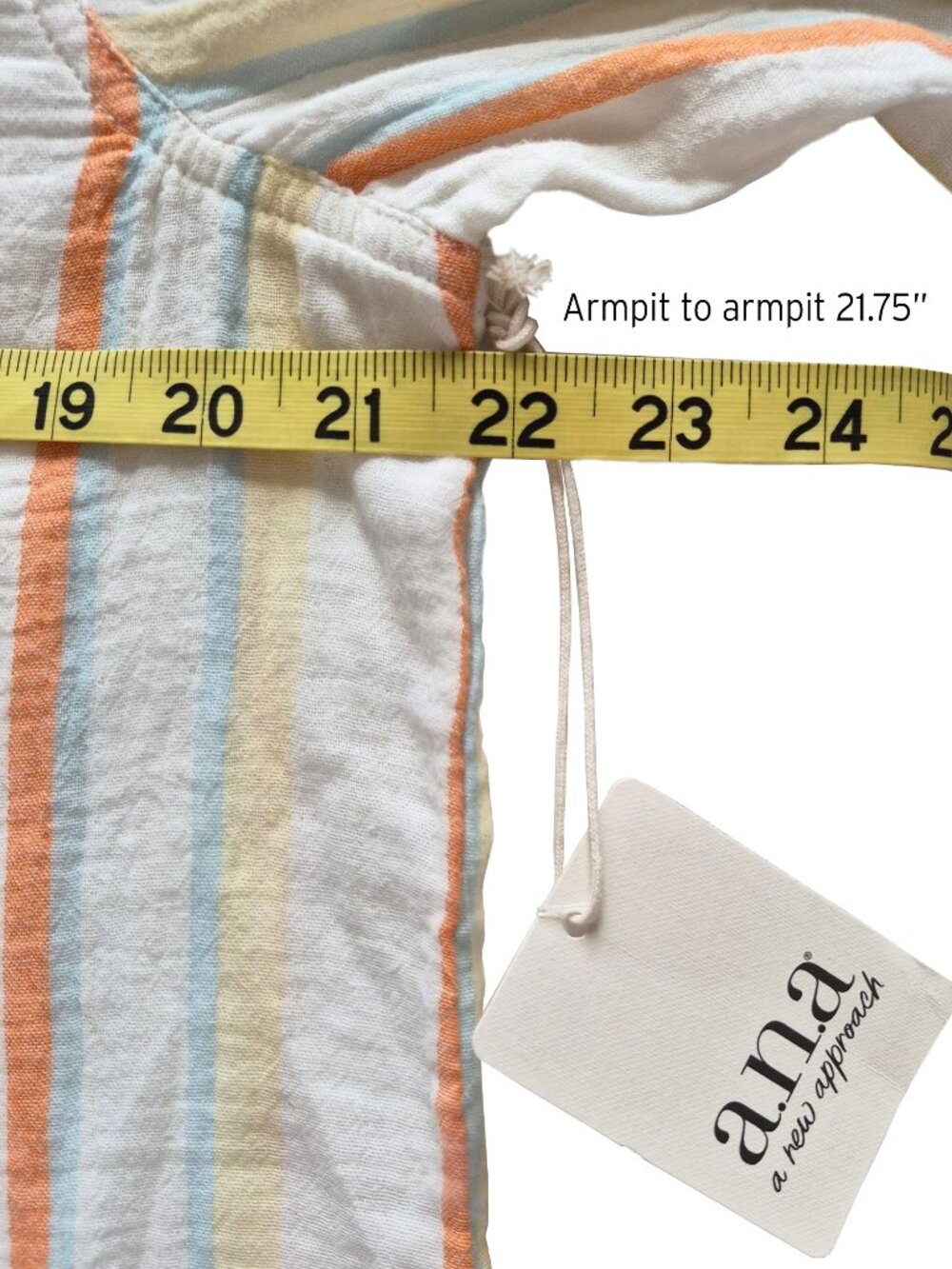 ANA NWT Cotton Gauze Multicolor Striped Shirt Tunic Size M - Picture 10 of 14